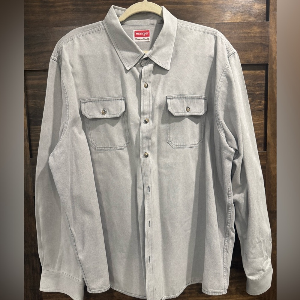 Men’s Wrangler Premium Quality Light Gray Shirt XXL